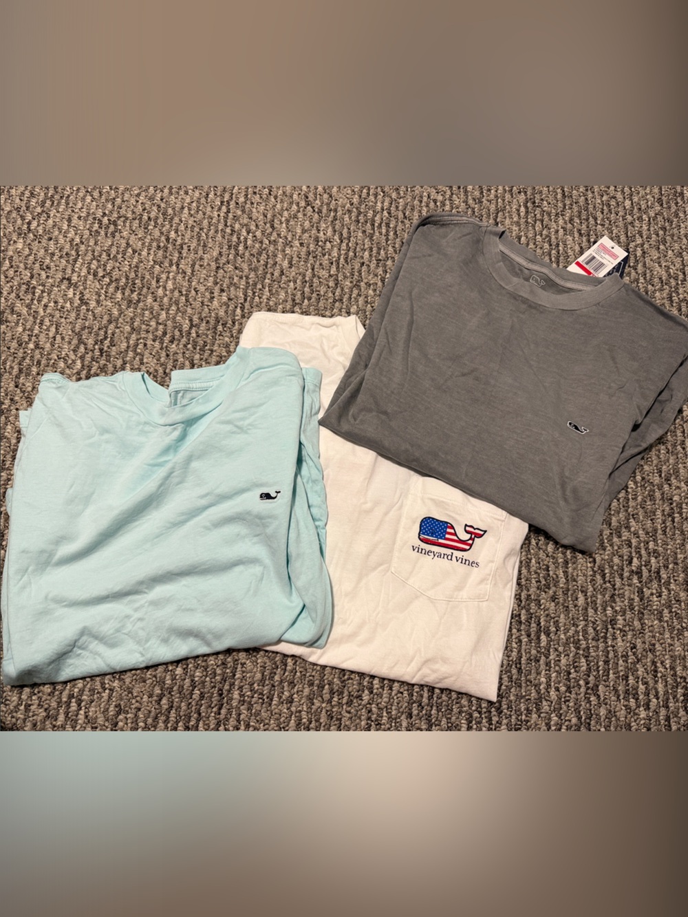 Vineyard Vines Kids Short Sleeve Tees in Light Blue, White, Gray